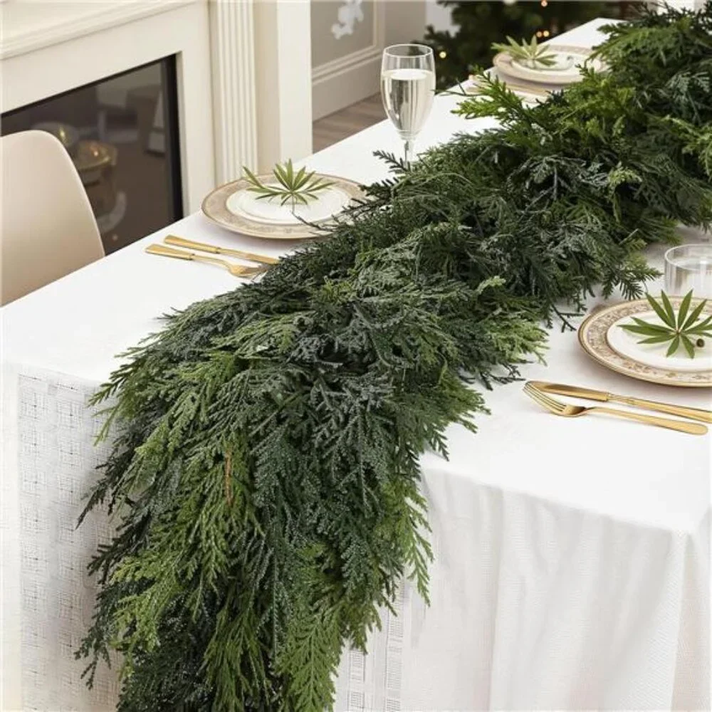 2 Pack 9FT Artificial Christmas Cedar Garland Decoration, Realistic